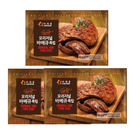 [아워홈]_오리지널_맛있는_바베큐_폭립_450g_3개