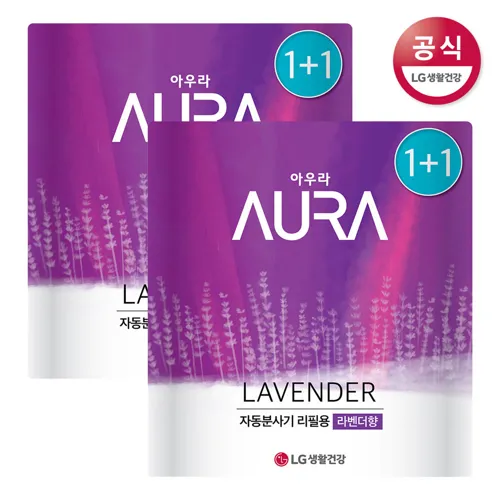 AURA_자동분사_라벤더_리필_280ml_4입_허브향_화장실_방향제